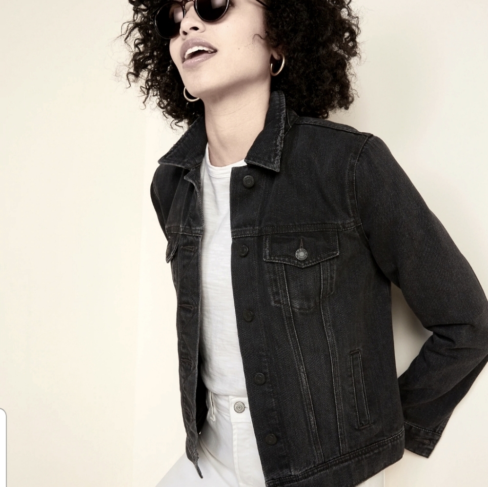 Like New! Distressed Black Denim Jacket